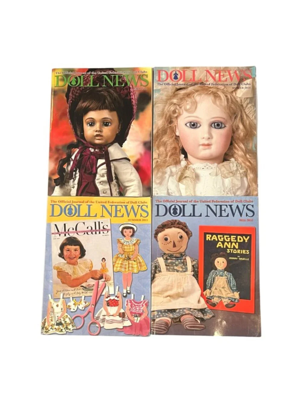 Lot of 4 Doll News Magazines UFDC 2014 2015 Fall Winter Summer Raggedy Ann